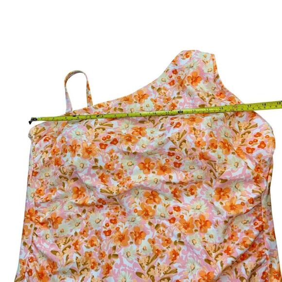 Kona Sol One Shoulder Floral Orange One Piece Swimsuit Women’s 22 Beach Vacation - Picture 6 of 9